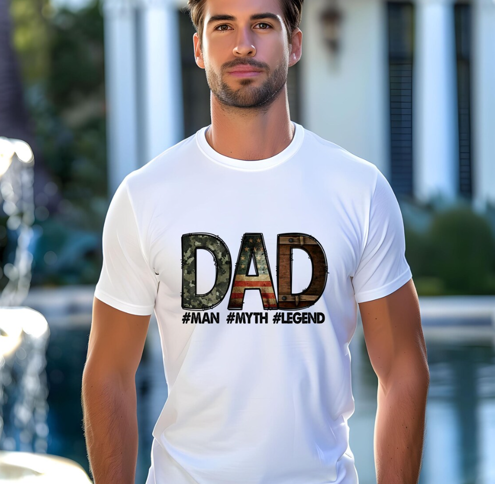 Dad American Flag Shirt – The Man The Myth The Legend Tee, Patriotic Father’s Day Gift for Dad, USA Flag T-Shirt