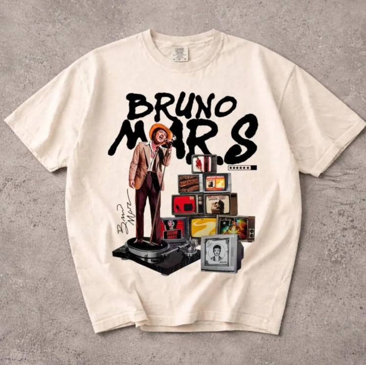 Bruno Mars Shirt, Bruno Mars collage T-shirt, Bruno Mars , Bruno Mars Album Stack T-shirt
