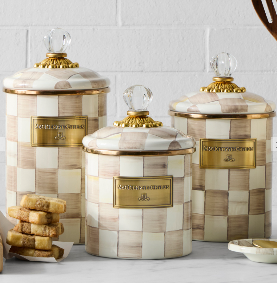 MacKenzie-Childs Mocha Check Canister - Small