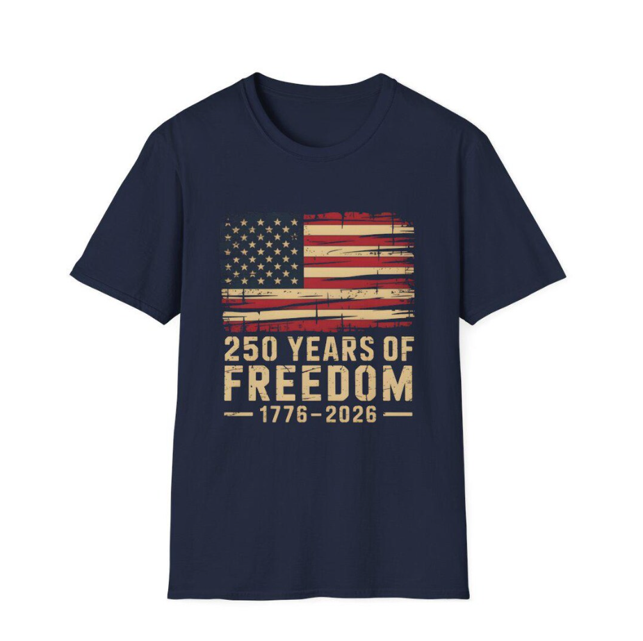 USA Flag 250 Years of Freedom Shirt - Distressed US Flag T-Shirt, Patriotic 1776–2026 America Anniversary Tee, 4th of July Independence Day