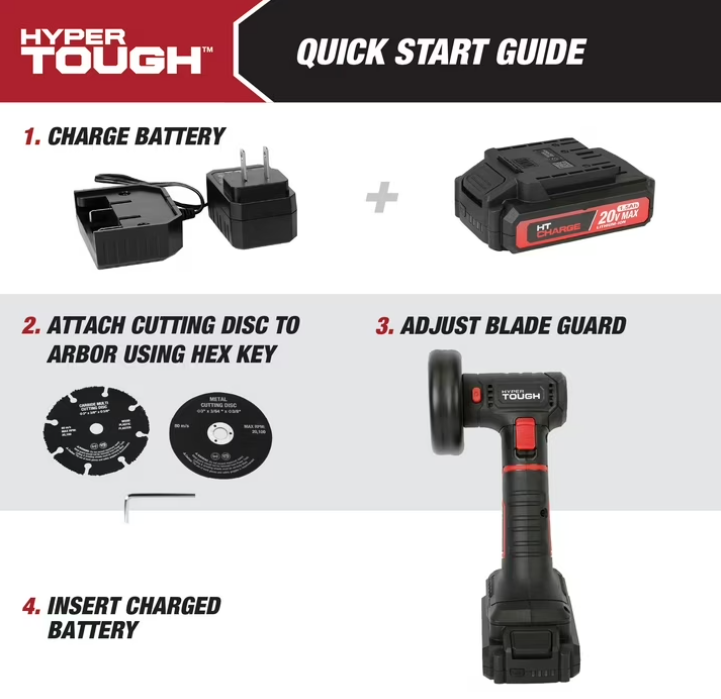 cHyper Tough 20V Max Brushless Cordless Cut-Off Tool with 1.5Ah Lithium-Ion Battery and Charger