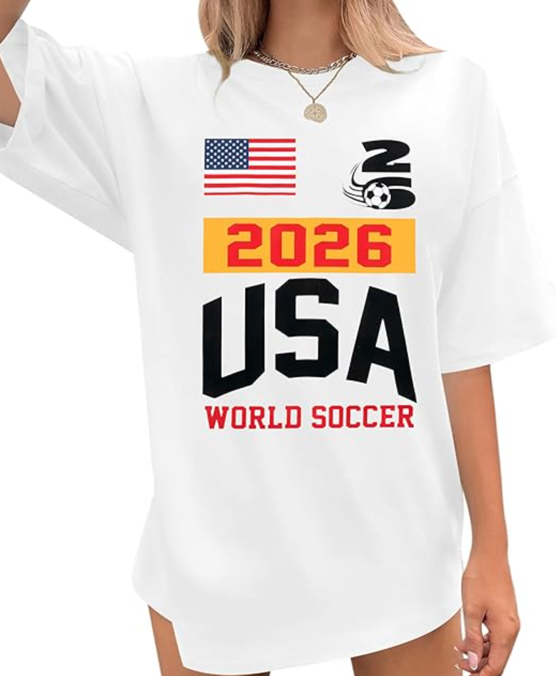 Soccer Cup 2026 Shirt Women USA Football T-Shirt Game Day Graphic Shirts Oversized World Cup Fans Short Sleeve Tops