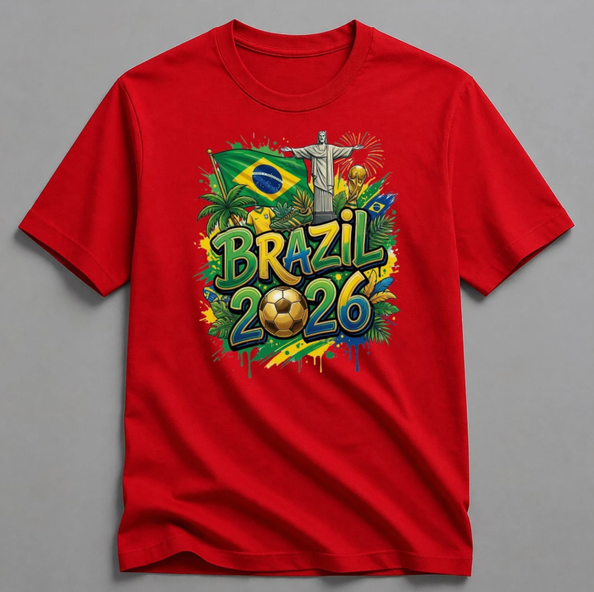 Fifa World Cup 2026 T-Shirt Soccer Graphic Tee USA Football Fan, Brazil 2026