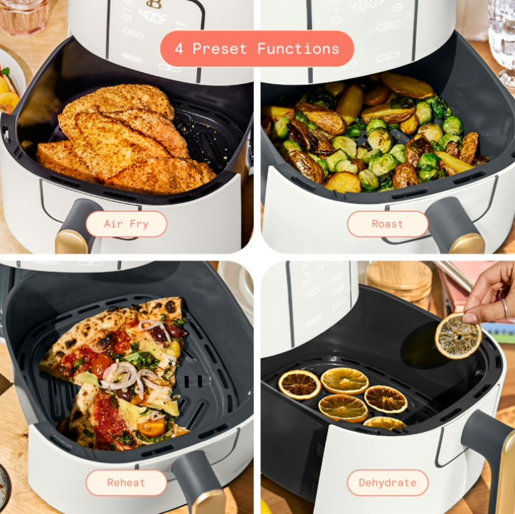 Beautiful 6 Qt Air Fryer with TurboCrisp Technology, EverGood Ceramic Nonstick Coating, White Icing by Drew Barrymore