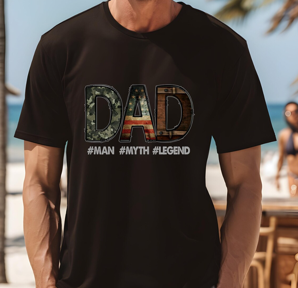 Dad American Flag Shirt – The Man The Myth The Legend Tee, Patriotic Father’s Day Gift for Dad, USA Flag T-Shirt
