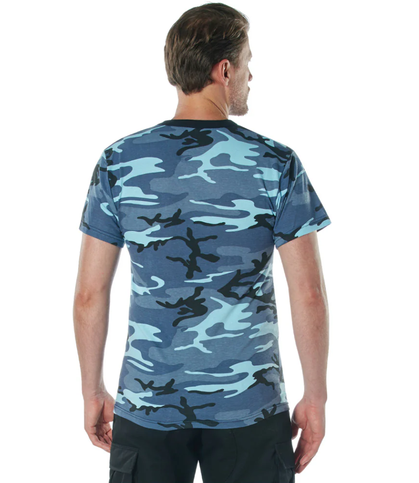 Sky Blue Camouflage Short Sleeve T-Shirt