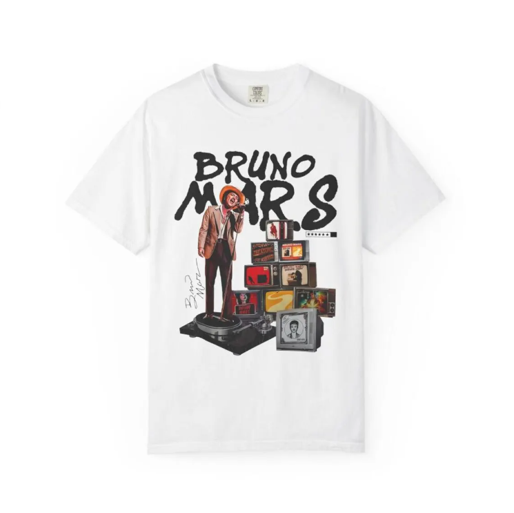 Bruno Mars Shirt, Bruno Mars collage T-shirt, Bruno Mars , Bruno Mars Album Stack T-shirt