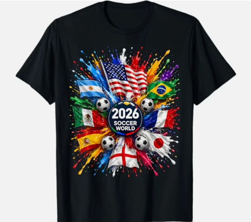 2026 Soccer World USA Flag Burst Fan Tee T-Shirt