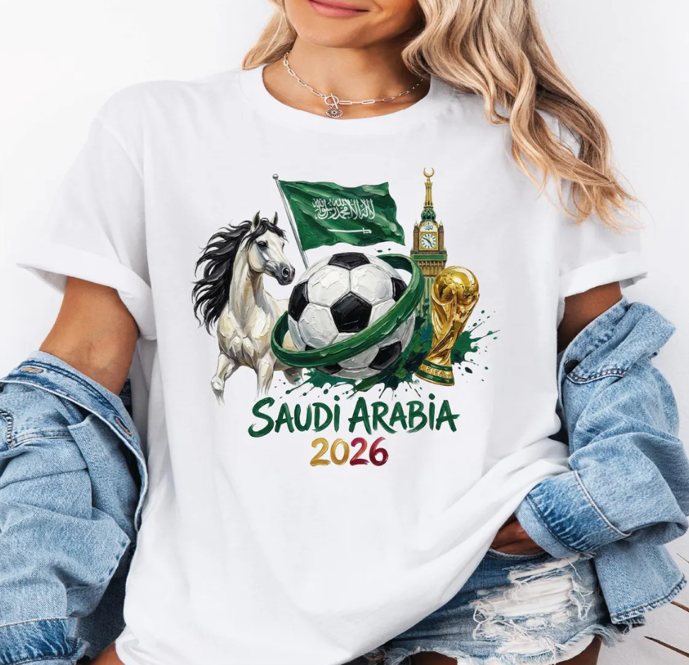 Saudi Arabia 2026 Shirt, World Cup Soccer Tee, Middle East Football T-Shirt, Saudi Flag Graphic Tee, FIFA Fan Gift