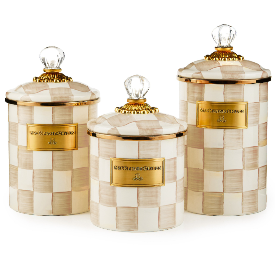 MacKenzie-Childs Mocha Check Canister - Small