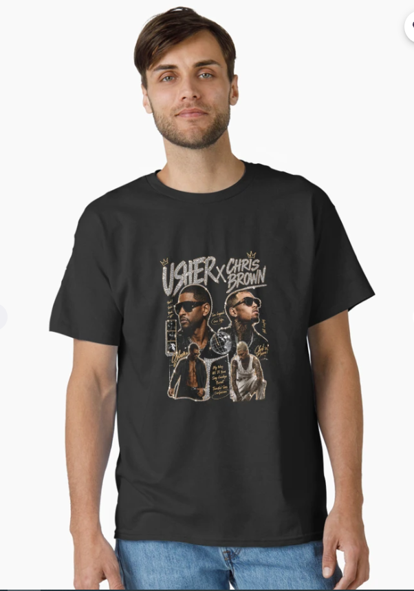 Chris Brown Usher PNG Bundle 90s Bootleg Rap Team Breezy Design R&B tour Kings Vintage Usher Past Present Future Tour Merch Classic T-Shirt