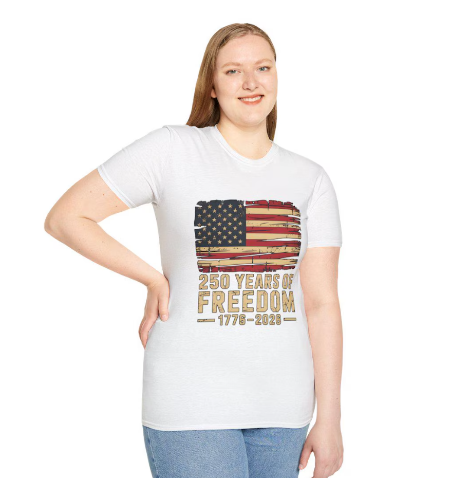 USA Flag 250 Years of Freedom Shirt - Distressed US Flag T-Shirt, Patriotic 1776–2026 America Anniversary Tee, 4th of July Independence Day