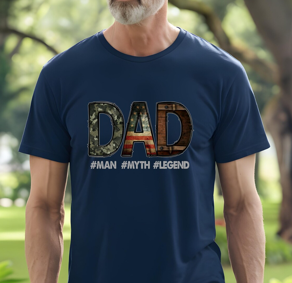 Dad American Flag Shirt – The Man The Myth The Legend Tee, Patriotic Father’s Day Gift for Dad, USA Flag T-Shirt