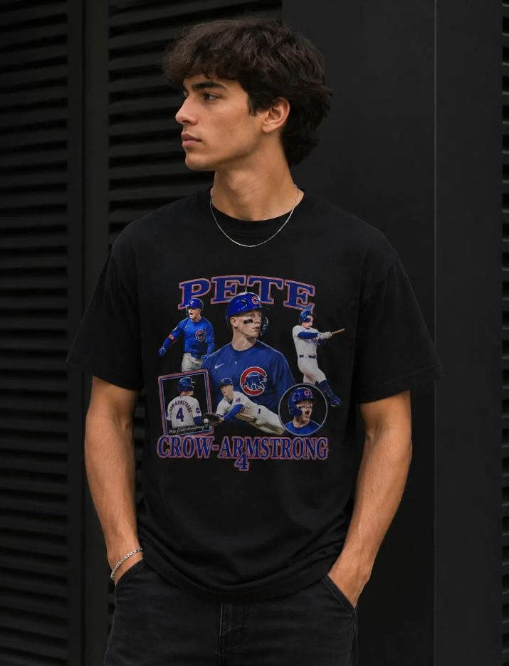 Pete Crow-Armstrong T-Shirt Baseball Player Montage, Chicago Cubs