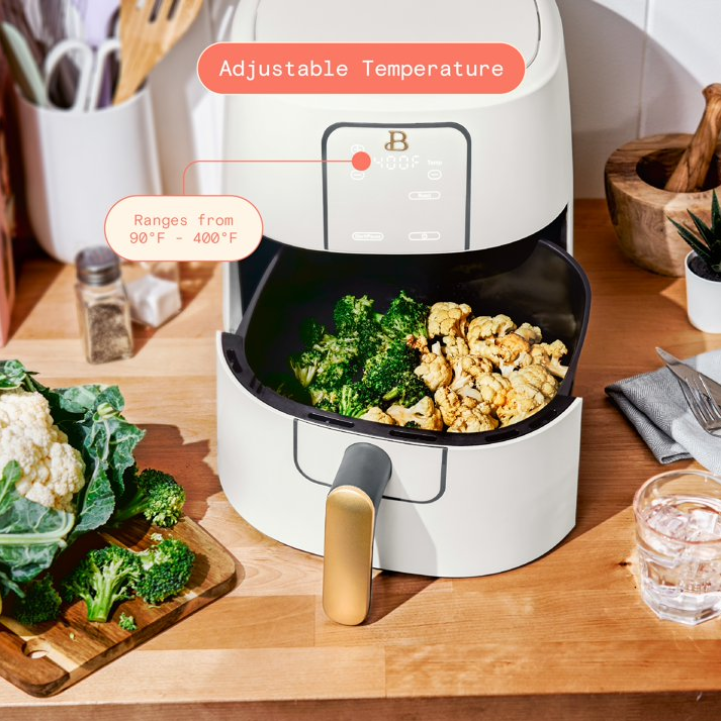 Beautiful 6 Qt Air Fryer with TurboCrisp Technology, EverGood Ceramic Nonstick Coating, White Icing by Drew Barrymore