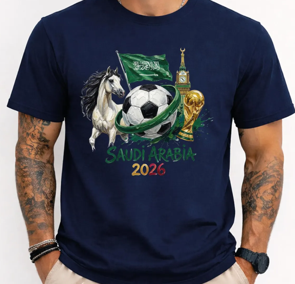 Saudi Arabia 2026 Shirt, World Cup Soccer Tee, Middle East Football T-Shirt, Saudi Flag Graphic Tee, FIFA Fan Gift