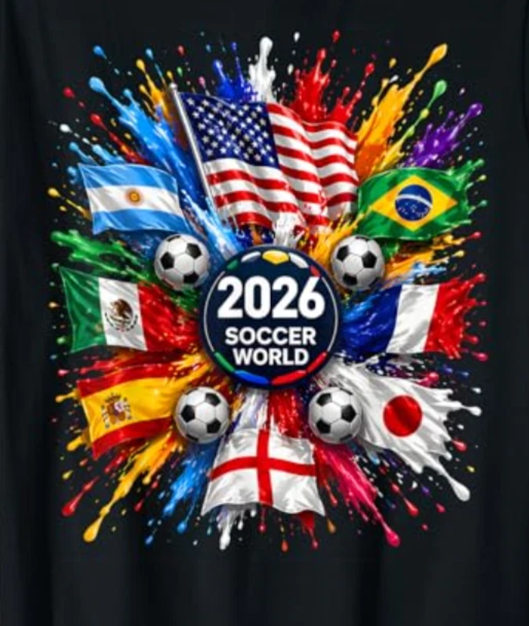 2026 Soccer World USA Flag Burst Fan Tee T-Shirt