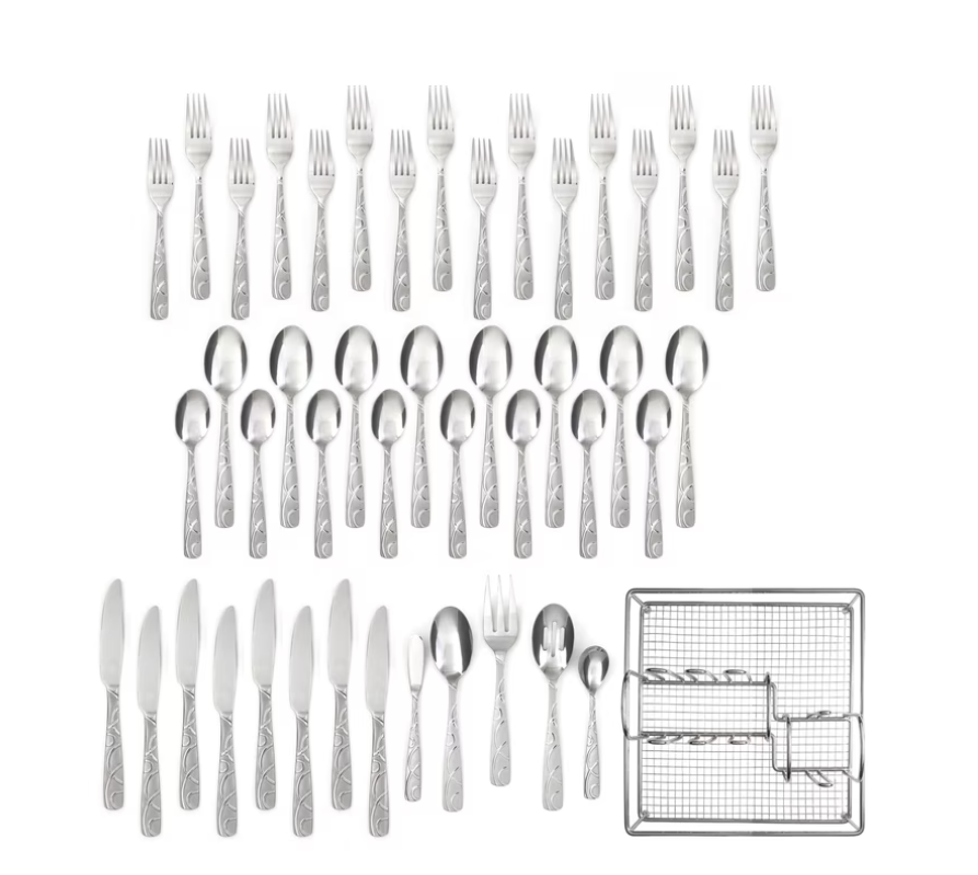 Cambridge Roam Sand 45-Piece Stainless Steel Flatware Set & Hostess Set (Service for 8)
