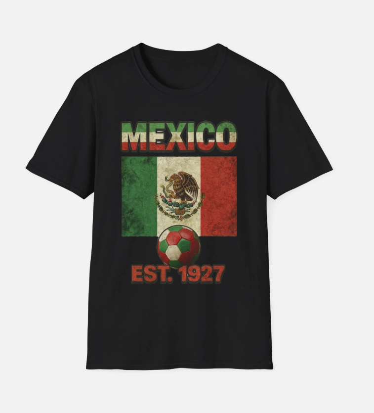 Mexico Flag Futbol Soccer T-Shirt | Nations Heritage Collection | Vintage
