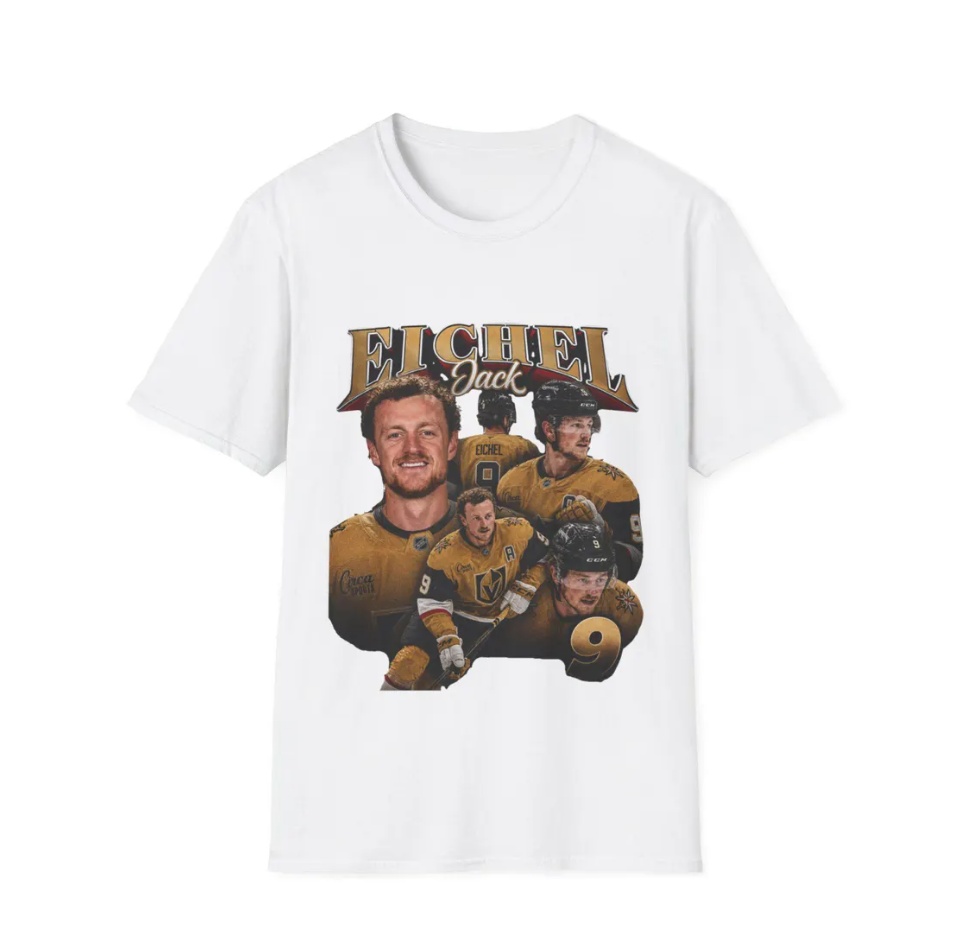 Jack Eichel Hockey Player Portrait T-Shirt Team Jersey Style, Vegas Golden Knights