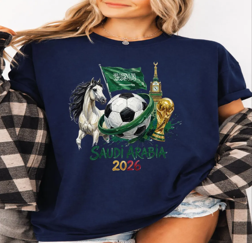 Saudi Arabia 2026 Shirt, World Cup Soccer Tee, Middle East Football T-Shirt, Saudi Flag Graphic Tee, FIFA Fan Gift