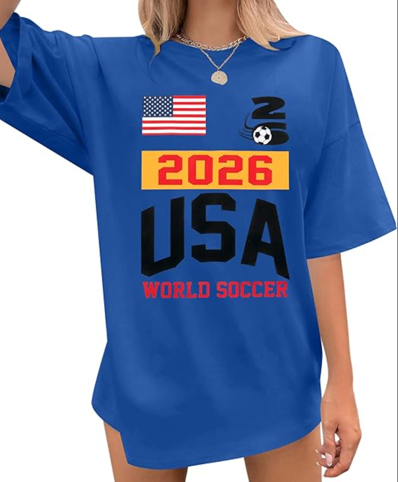 Soccer Cup 2026 Shirt Women USA Football T-Shirt Game Day Graphic Shirts Oversized World Cup Fans Short Sleeve Tops