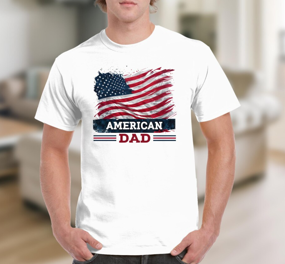 American Dad T-Shirts & Sweatshirts – Patriotic USA Flag Apparel, Father’s Day Gift, Proud Dad Clothing, 4th of July Shirt