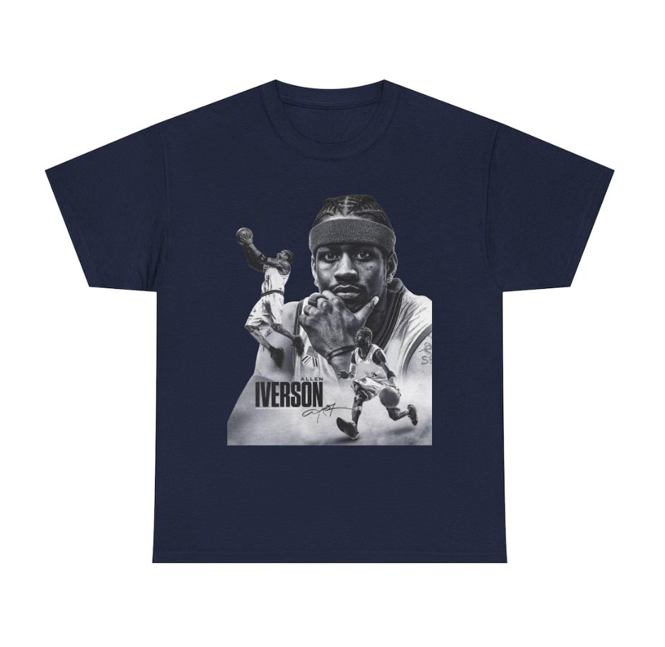 Allen Iverson Philadelphia T Shirt The Answer Graphic Tee Autograph Retro Jersey Tribute Vintage
