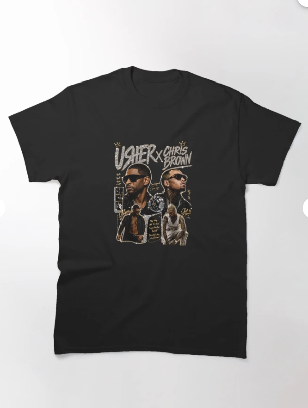 Chris Brown Usher PNG Bundle 90s Bootleg Rap Team Breezy Design R&B tour Kings Vintage Usher Past Present Future Tour Merch Classic T-Shirt