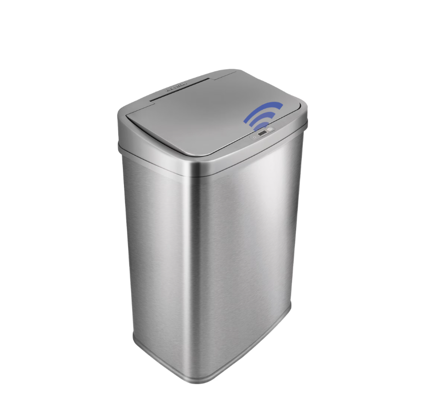 Ninestars Automatic Kitchen Trash Can, 13 Gallon Stainless Steel, Motion Sensor, Soft Close Lid Garbage Bin, Silver