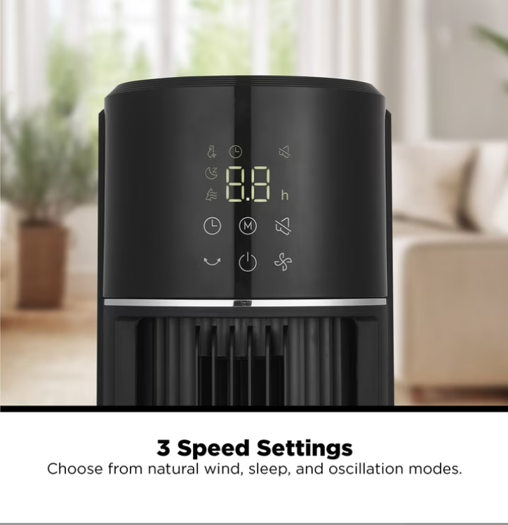 Better Homes & Gardens 40-Inch Tower Fan with LED Display and 3-Speed Settings, Remote, Black, BHS2803696724BV