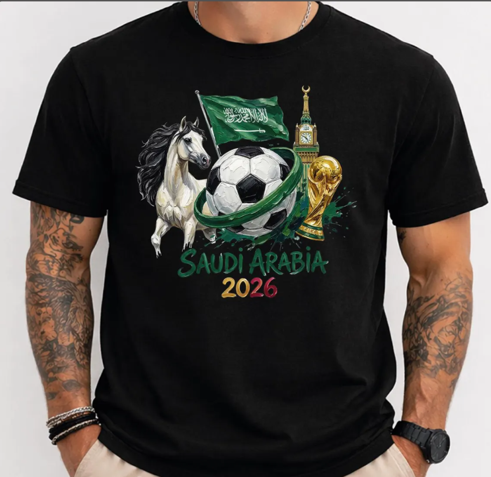 Saudi Arabia 2026 Shirt, World Cup Soccer Tee, Middle East Football T-Shirt, Saudi Flag Graphic Tee, FIFA Fan Gift