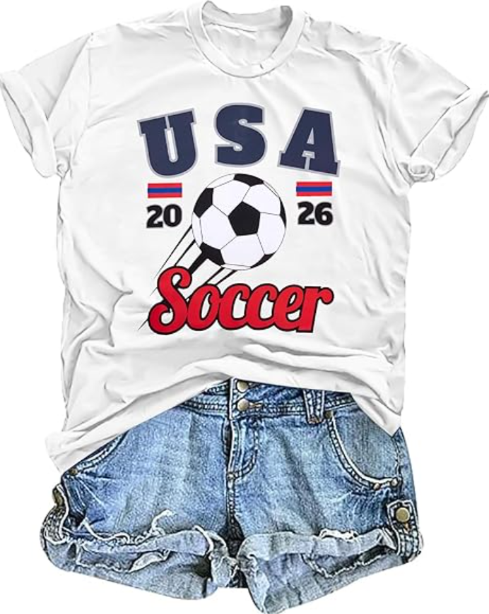 BANGELY Soccer Cup 2026 Shirt Women USA Football Match Season Jersey Game Day T-Shirt Funny Soccer Graphic Short Sleeve Shirt