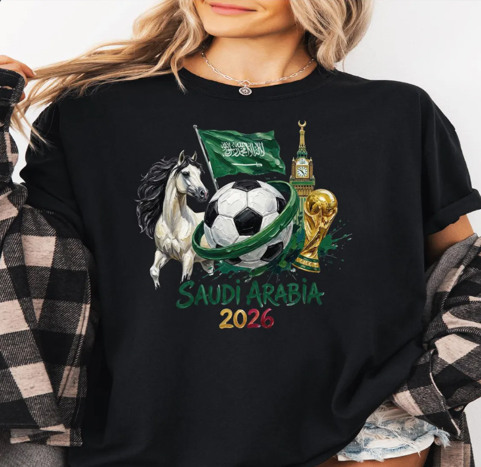 Saudi Arabia 2026 Shirt, World Cup Soccer Tee, Middle East Football T-Shirt, Saudi Flag Graphic Tee, FIFA Fan Gift