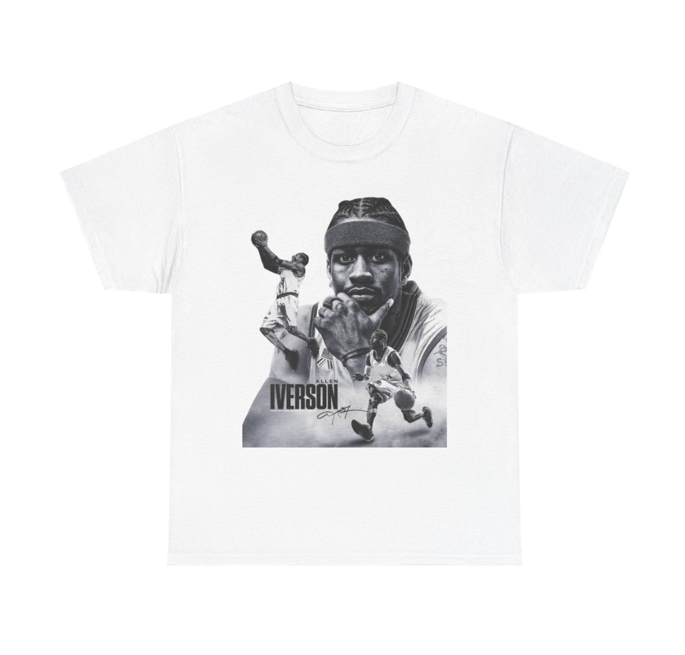 Allen Iverson Philadelphia T Shirt The Answer Graphic Tee Autograph Retro Jersey Tribute Vintage