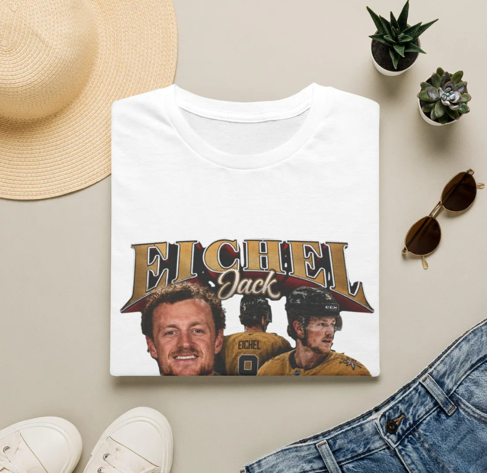 Jack Eichel Hockey Player Portrait T-Shirt Team Jersey Style, Vegas Golden Knights