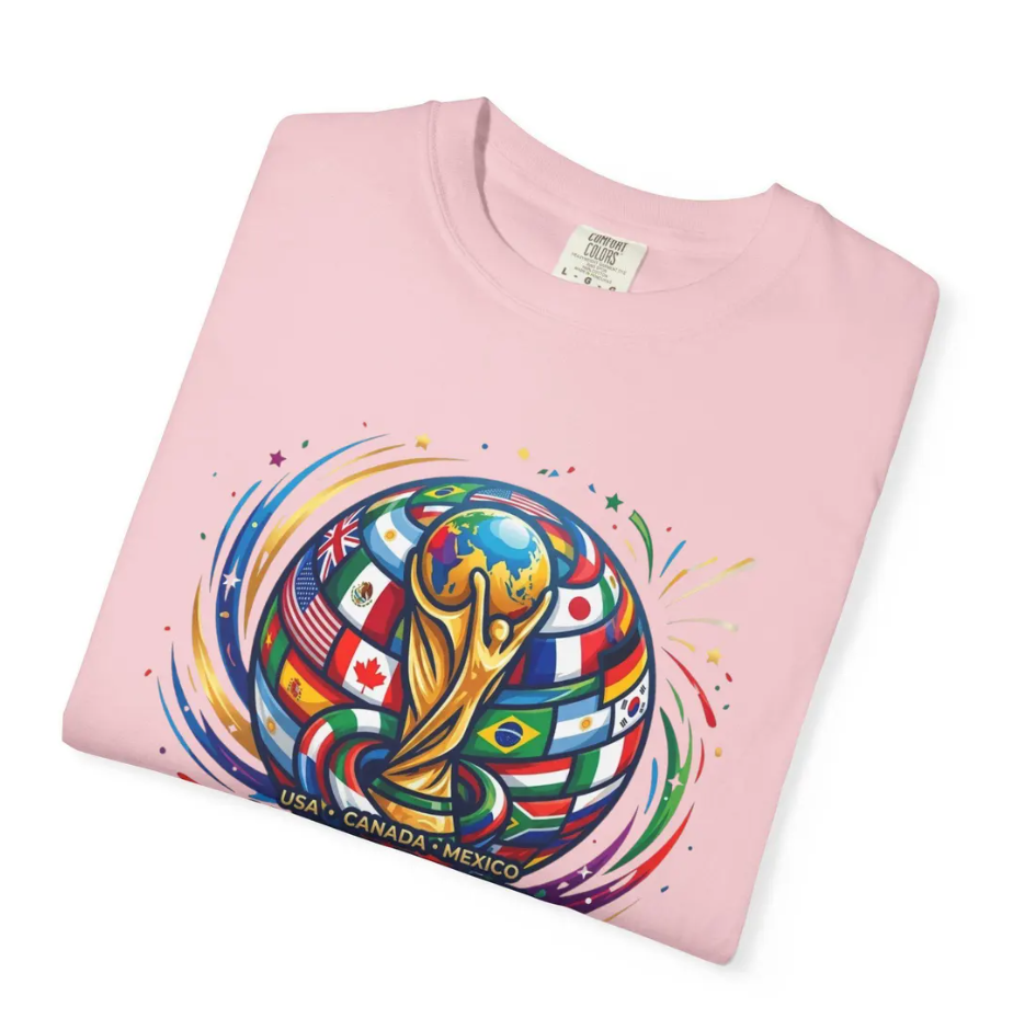 World Cup 2026 Trophy Globe Football T-shirt | Soccer Flags Design