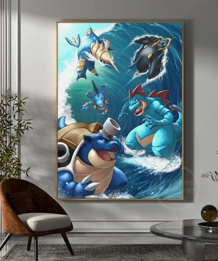 Water Type PokeArt Canvas Poster Anime Wall Art Home Decor Unframed