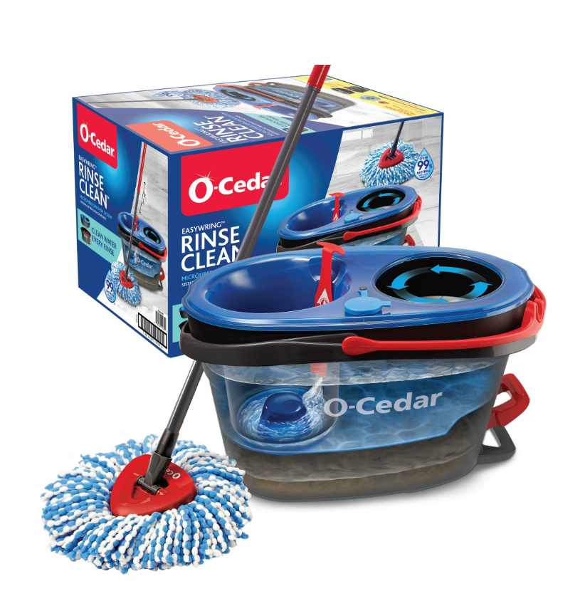 O-Cedar RinseClean Spin Mop With 2-Tank System and Microfiber Mop Head