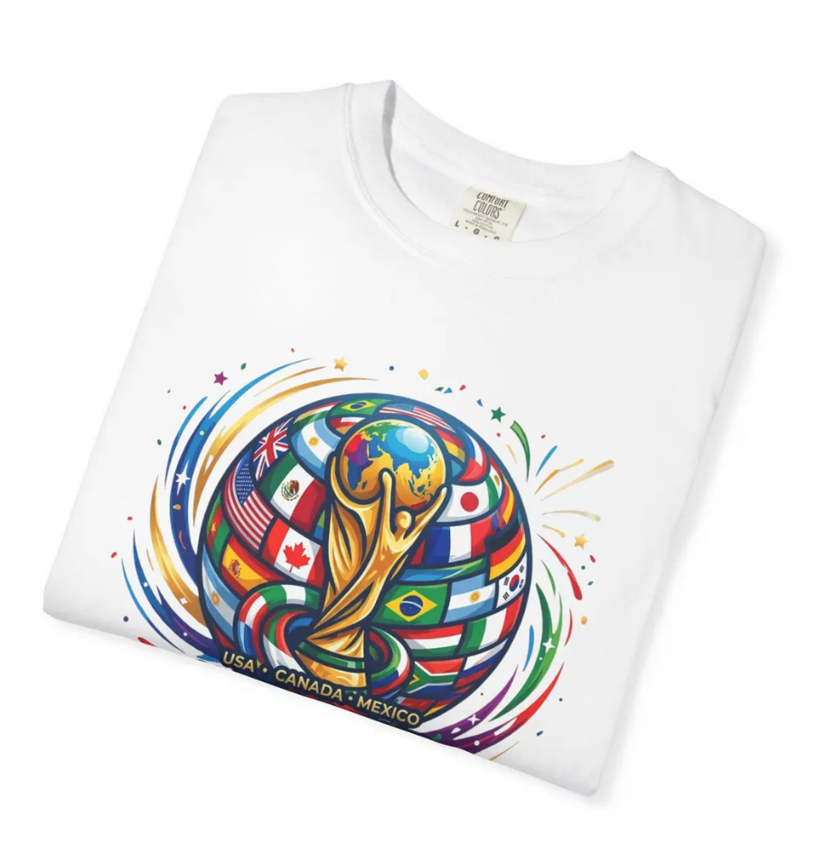 World Cup 2026 Trophy Globe Football T-shirt | Soccer Flags Design