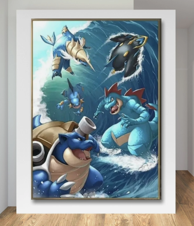 Water Type PokeArt Canvas Poster Anime Wall Art Home Decor Unframed