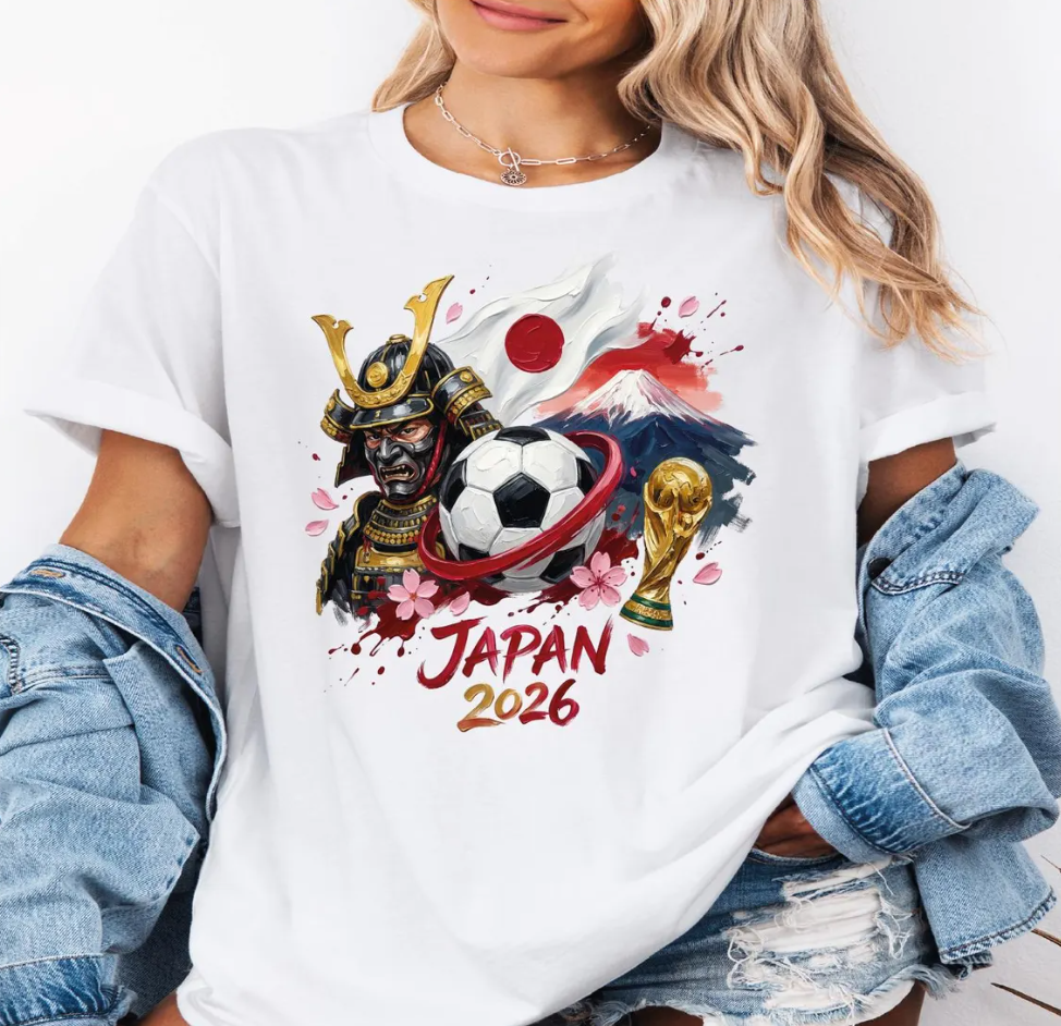 Japan 2026 Shirt, Samurai Soccer Tee, Anime Style Football T-Shirt, Japan Flag Graphic Tee, World Cup Fan Gift