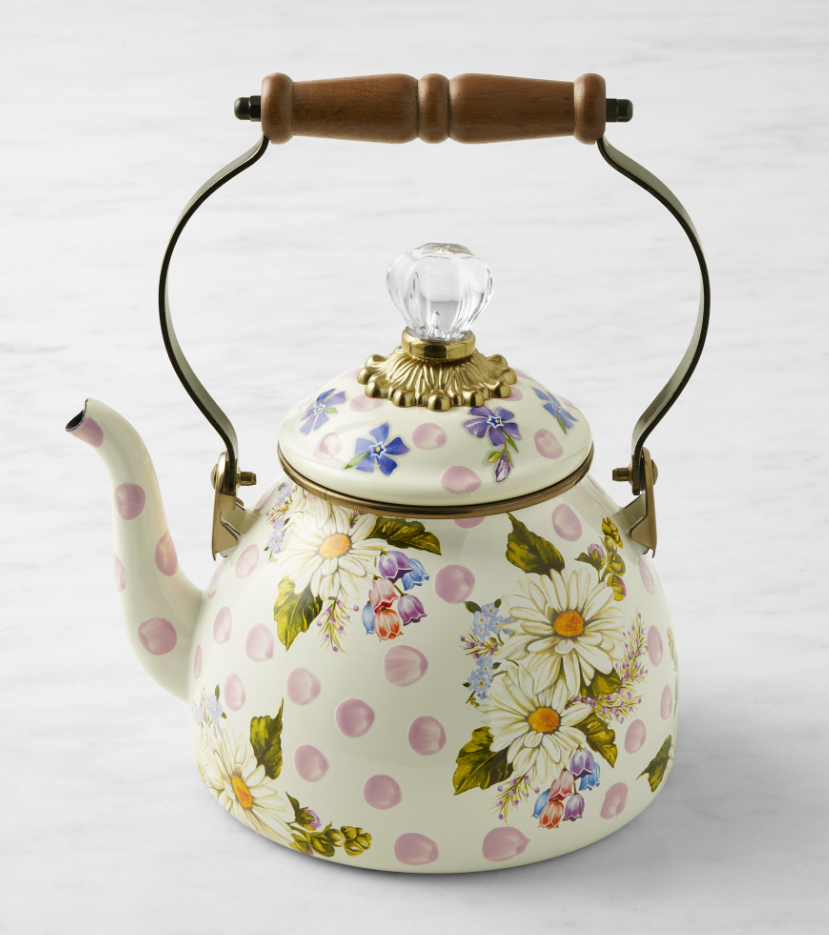 MacKenzie-Childs Wildflowers Tea Kettle - 3-Qt.- Pink