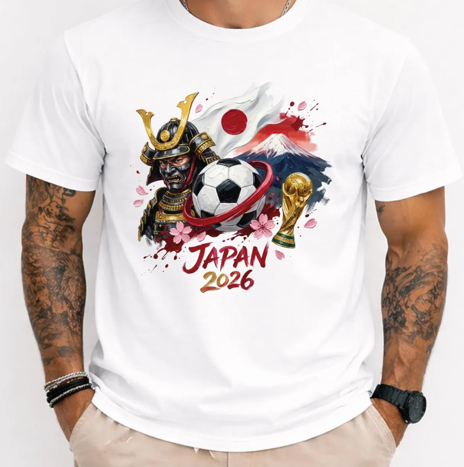 Japan 2026 Shirt, Samurai Soccer Tee, Anime Style Football T-Shirt, Japan Flag Graphic Tee, World Cup Fan Gift