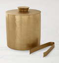 Williams Sonoma Antique Brass Ice Bucket with Tongs