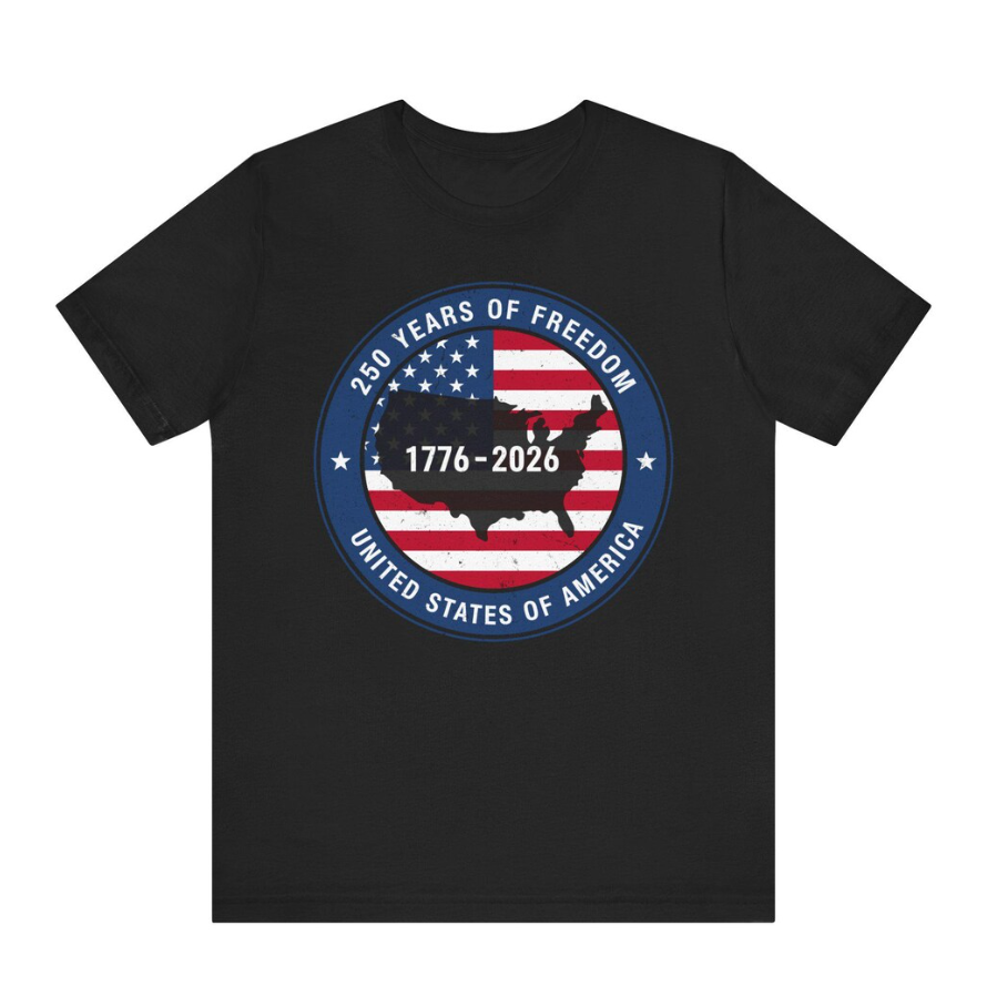 250 Years Of Freedom 1776 2026 United States Of America T-Shirt 4th Of July Shirt, 250th Birthday USA Flag American Patriotic Tee Gift