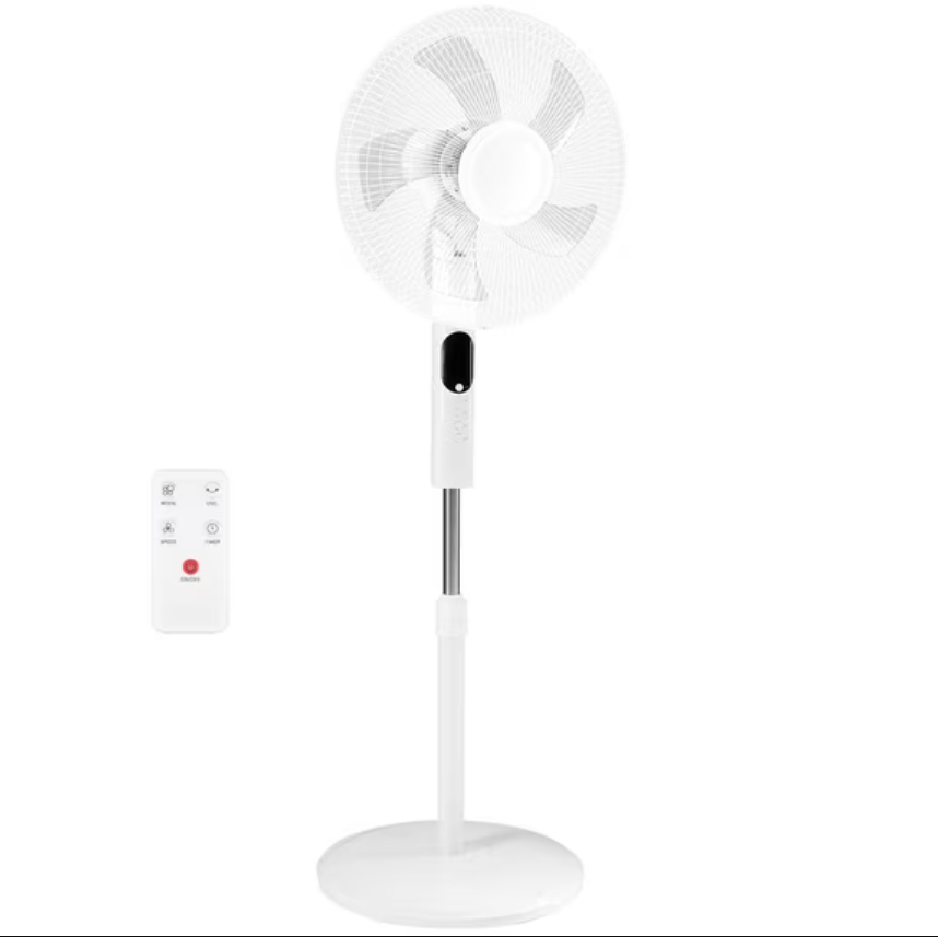 Gianna Quiet Pedestal Fan with Remote, Standing Floor Fan for Bedroom, Home Office - 15H Timer, 3 Speed & 3 Wind Modes, 80°Oscillating, Adjustable Height，White