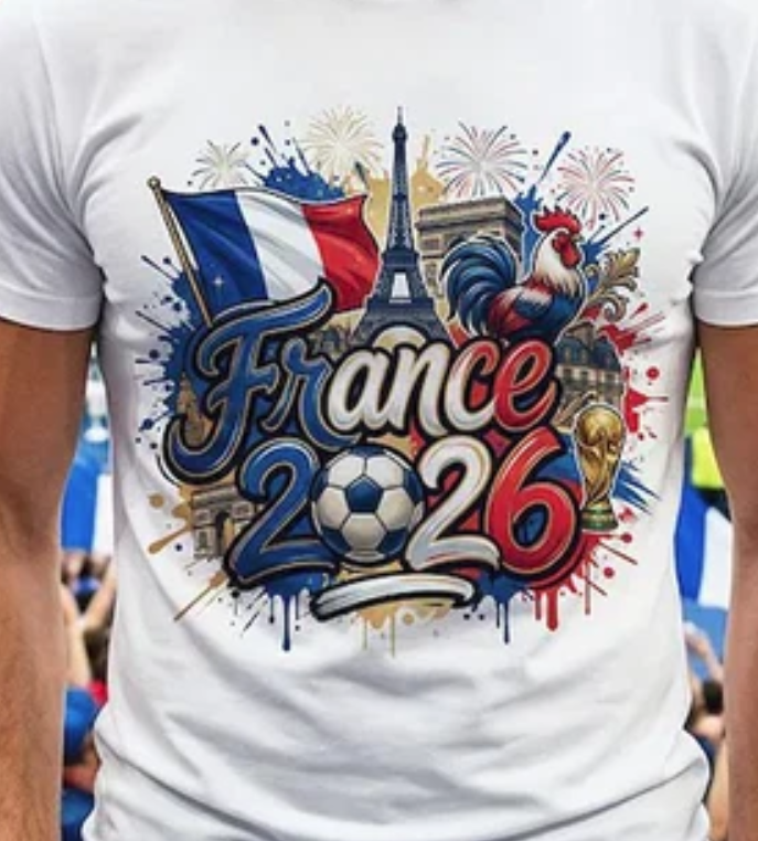France 2026 FIFA World Cup Soccer T-Shirt, Fans Football Tee