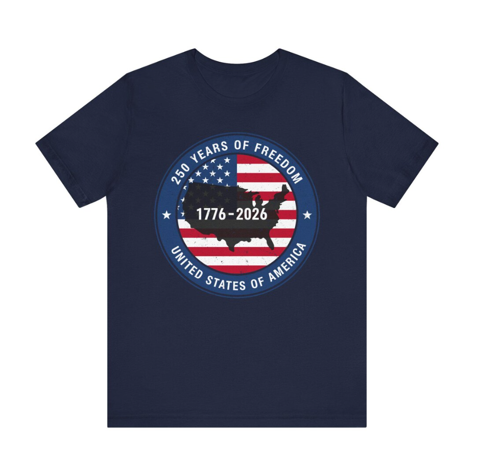 250 Years Of Freedom 1776 2026 United States Of America T-Shirt 4th Of July Shirt, 250th Birthday USA Flag American Patriotic Tee Gift