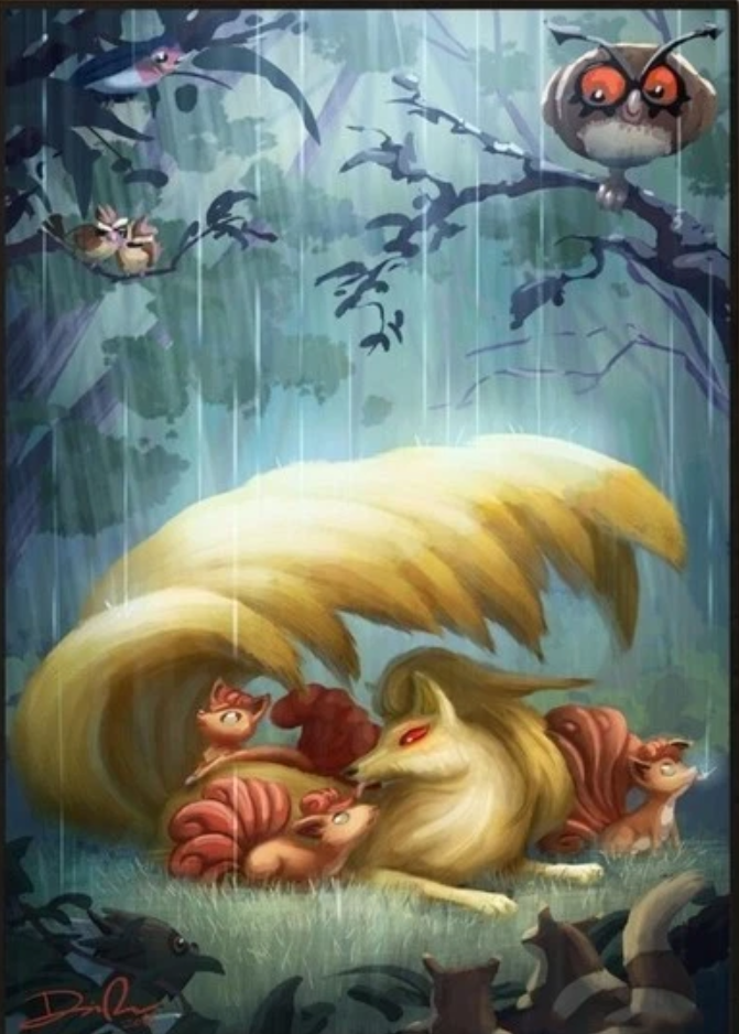 Ninetails PokeArt Canvas Poster Anime wall Art home decor